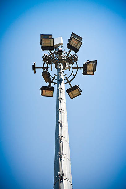 istock Circle of bulbs, cell phone gsm antennas 487474104