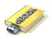 eBook with USB plug. 3D render