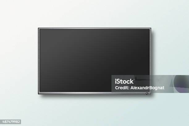 Flachbildlcdfernseher An Der Wand Plasma Realistische Darstellung Stockfoto und mehr Bilder von Wand