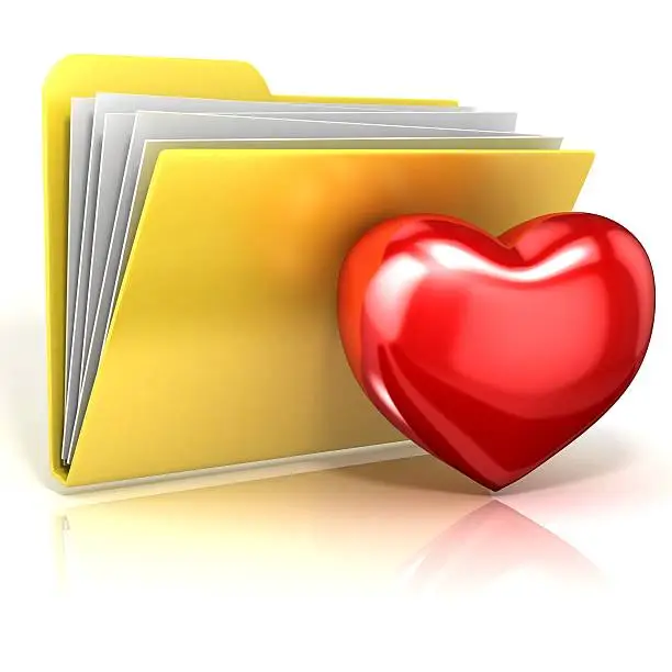 Photo of Favorites, heart folder icon. 3D render