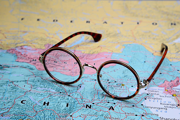 istock Glasses on a map of Asia - Beijing 487480640
