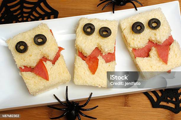 Halloween Monster Sandwiches Stock Photo - Download Image Now - 2015, Appetizer, Autumn