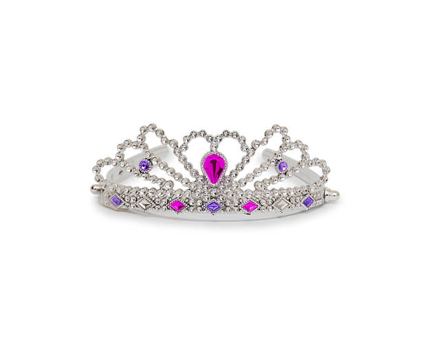 istock Silver princess crown isolated on white background 487482380