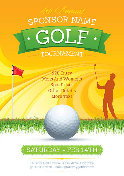golfturnier-poster - putting golf golfer golf swing stock-grafiken, -clipart, -cartoons und -symbole