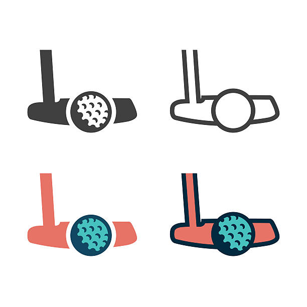 パターとゴルフボールアイコン - golf silhouette putting sport点のイラスト素材／クリップアート素材／マンガ素材／アイコン素材
