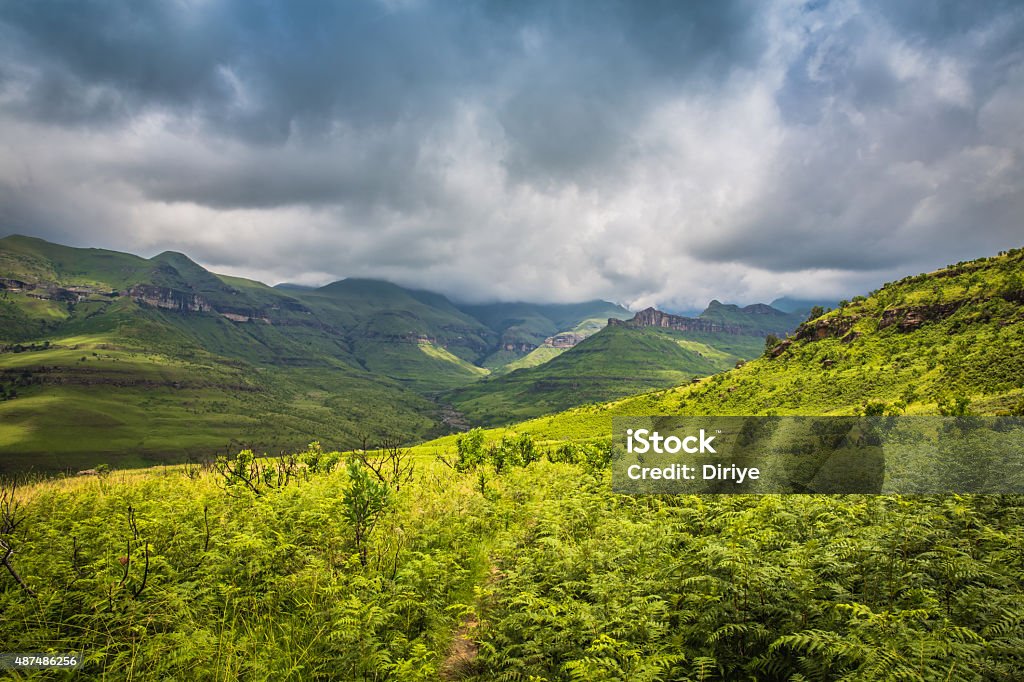 On the Road to Drakensberg South Africa - January 19 2015: Trip by car through the picturesque landscapes of Kwazulu Natal to get to the Drakensberg National Park 2015 Stock Photo