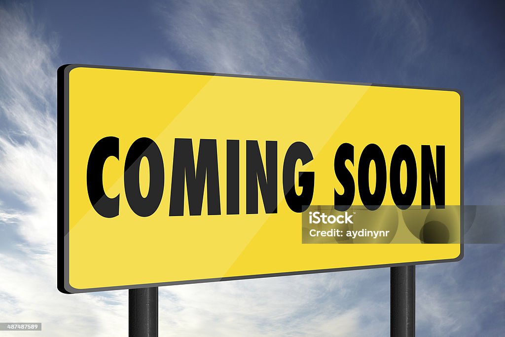 Em breve - Foto de stock de Coming Soon - placa em inglês royalty-free