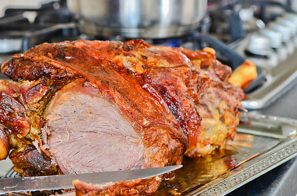 istock Roast leg of lamb 487487751
