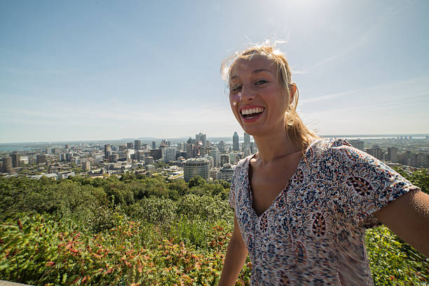 istock Funny summer selfie in Montreal 487488894