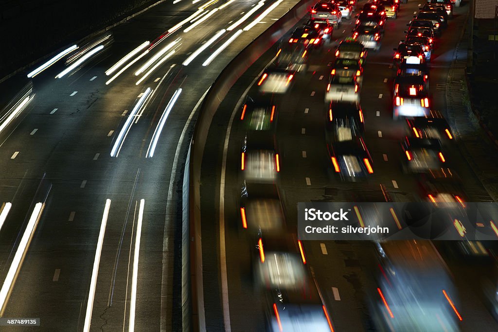 Night traffic light of big city Blue Stock Photo