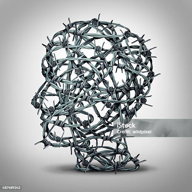 Tortured Thinking Stock Photo - Download Image Now - Barbed Wire, Pain, Human Rights