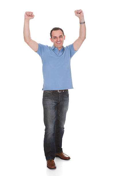 istock Portrait Of Man With Arm Raised 487490229