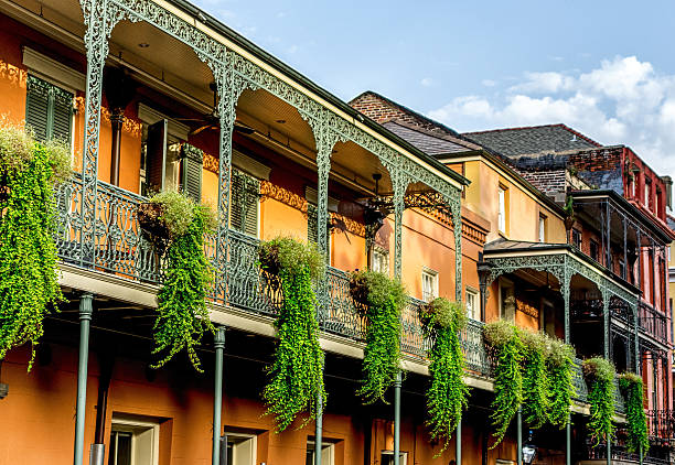 Balcony with Plants #12 French Quarter New Orleans New Orleans LA USA 6/30/15:  Balconies in the French Quarter with plants hanging off of them. new orleans photos stock pictures, royalty-free photos & images