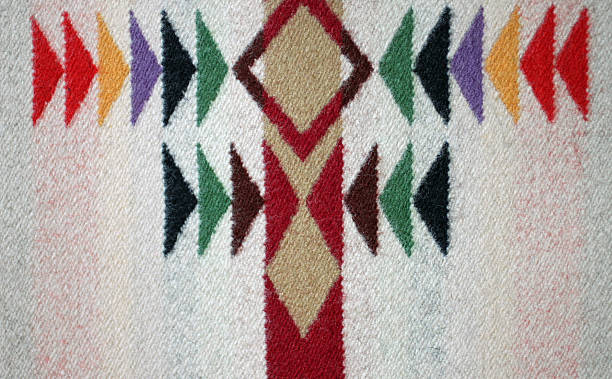 istock Symmetrical Multicolored Design on a Woven Woolen Blanket 487499166
