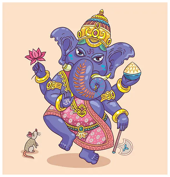 Vector illustration of Indian god Ganesha