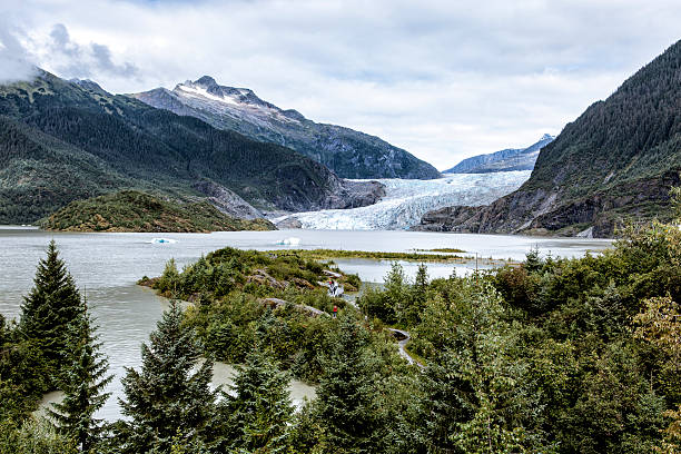 Mendenhall Glacier and Lake in Juneau, Alaska stock photo