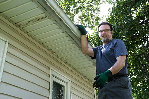 istock Worker On Ladder Getting Ready To Clean Gutters 487506498
