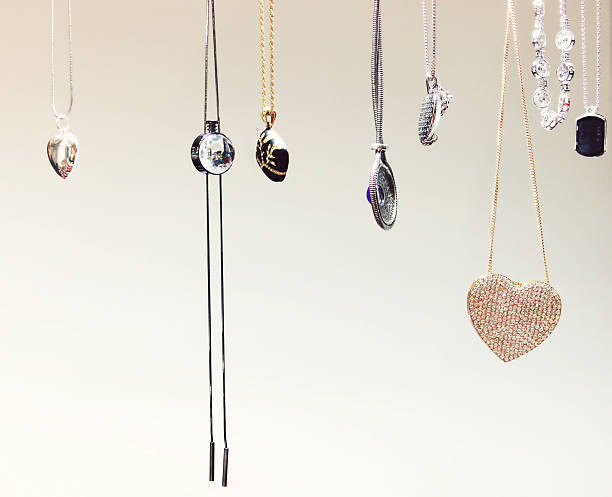 istock Beautiful golden necklaces with precious gems - diamonds 487506537