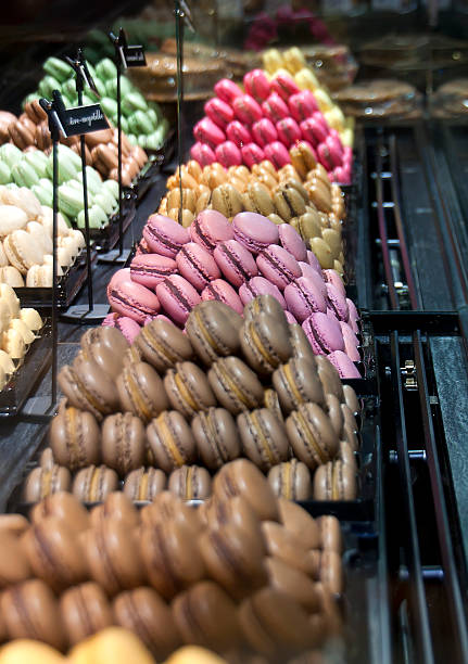 istock macrons displayed in Parisian patisserie 487507183
