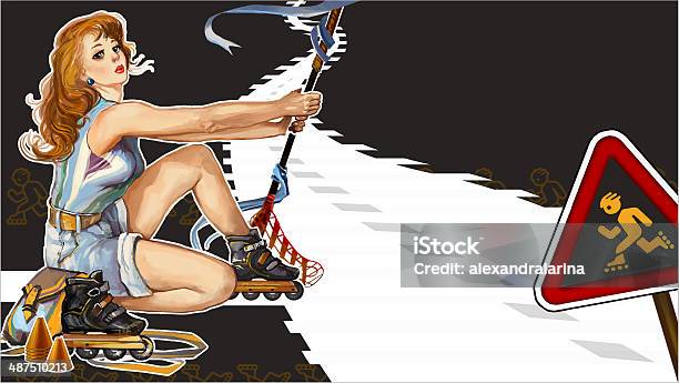Girl On Rollerskates Stock Illustration - Download Image Now - Active Lifestyle, Adolescence, Adult