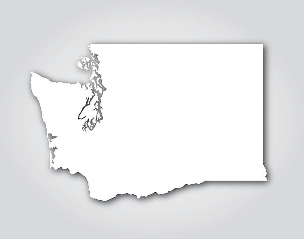 ワシントンシルエットホワイト - washington state state map outline点のイラスト素材／クリップアート素材／マンガ素材／アイコン素材