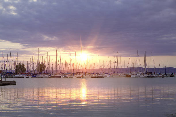 istock Many yachts and beautiful sunset 487512278