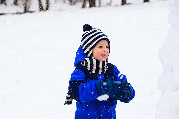 istock cute little boy building snowman in winter 487519736