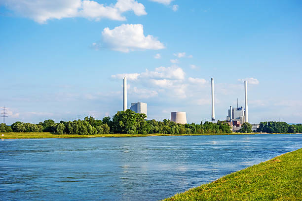 Steam power plant and hard coal-fired power station Rheinhafen-Dampfkraftwerk Karlsruhe stock photo