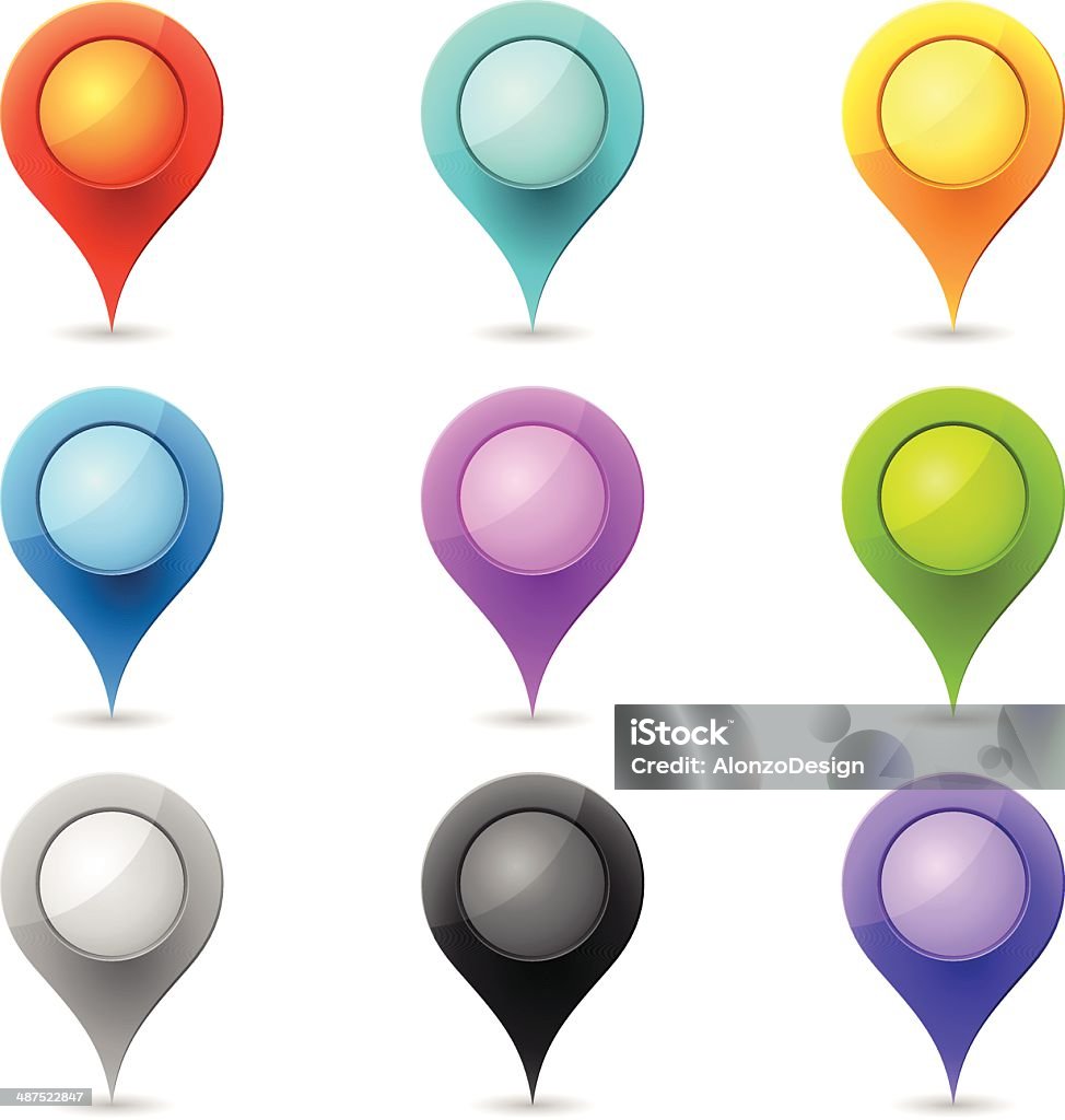 Map Pointer Solid Color Colorful Map Pointers Stock Illustration - Download Image Now - Aiming ...