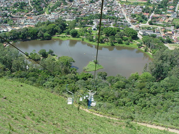 Lake for boat ride and cable car from Caxambu, minas gerais (Brazil), are tourist attractions of the city that offers mineral water free of charge from various natural sources in its water park