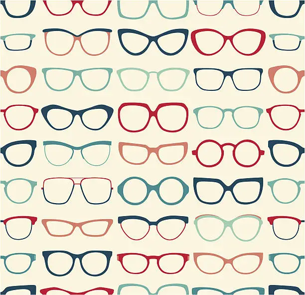 Vector illustration of seamless eyeglasses pattern
