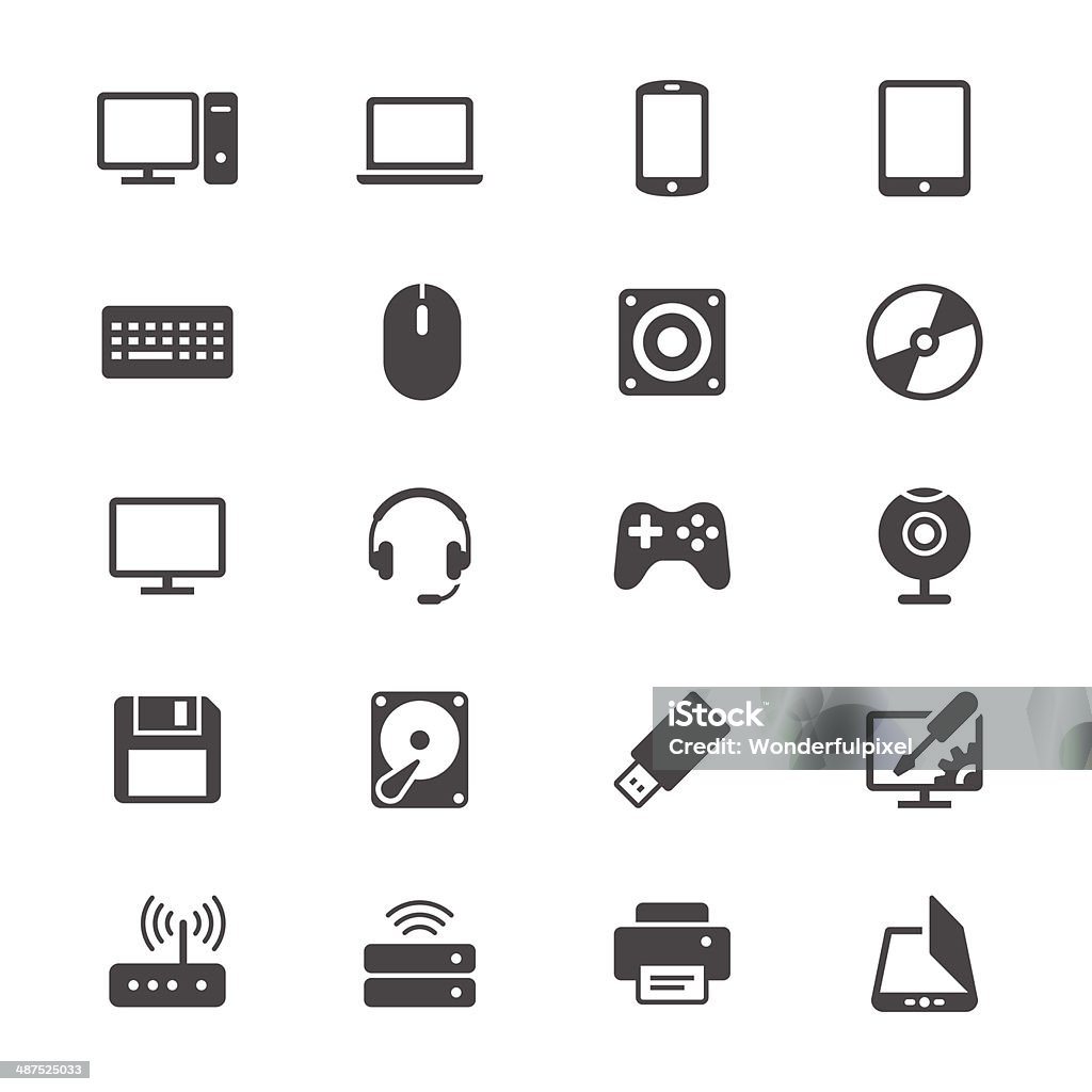 Iconos de computadora con pantalla plana - arte vectorial de Altavoz libre de derechos