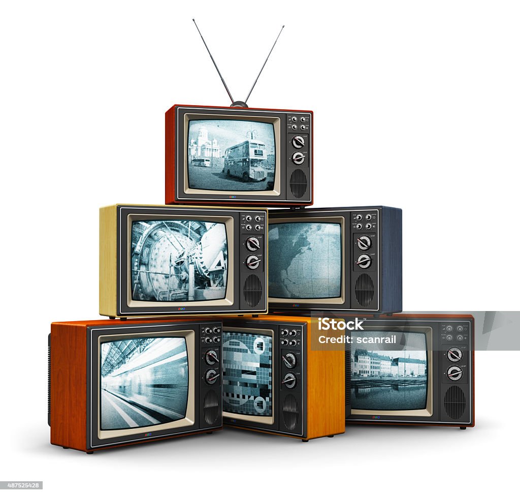 Pilha de TV antiga - Foto de stock de Televisor royalty-free
