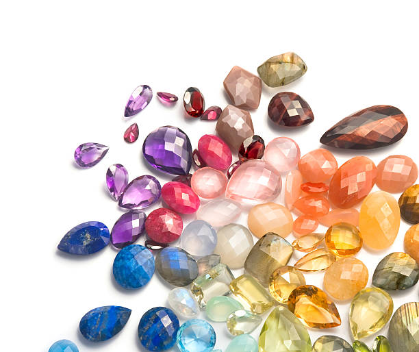 istock Multicolored natural gems on the white background. 487526442