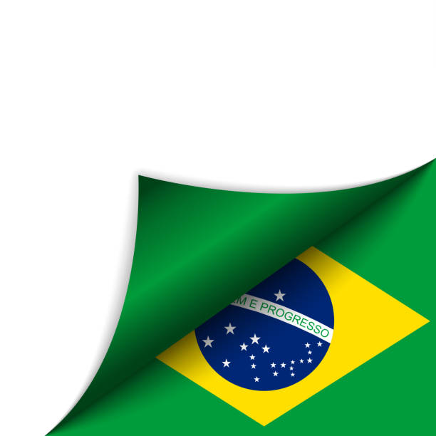 illustrations, cliparts, dessins animés et icônes de drapeau de pays de tourner la page brésil - page turning corner folded