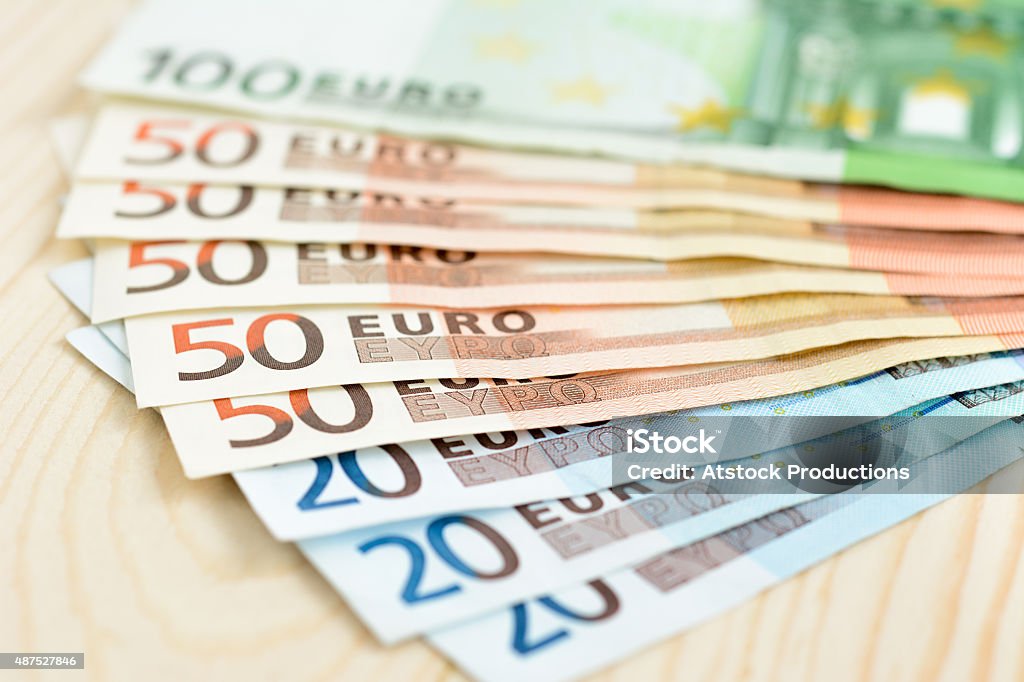 Money, various kinds of Euro currency (EUR) bills 2015 Stock Photo