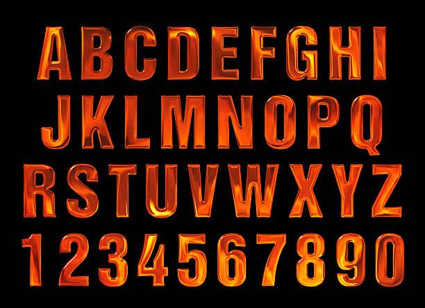 fire text. Alphabet of fire. red-hot metal text