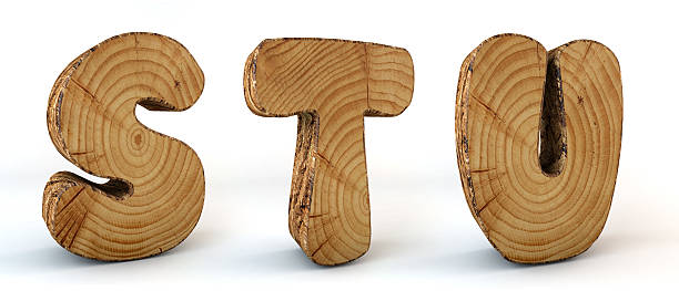 alphabet en bois de texture tree s, t, u - letter t tree typescript alphabet photos et images de collection