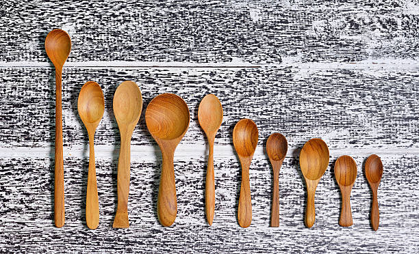 istock Wooden spoon and wood board background 487532482
