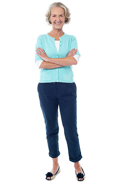 istock Old lady in casual wear posing confidently 487533321