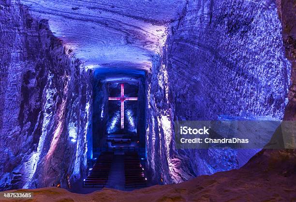 Zipaquira Colombia Looking Into The Barrel Vault At The New Catedral De Sal Located In The Old Halite Mines A Few Hundred Feet Below The Surface On The Andes Mountains Stock Photo - Download Image Now