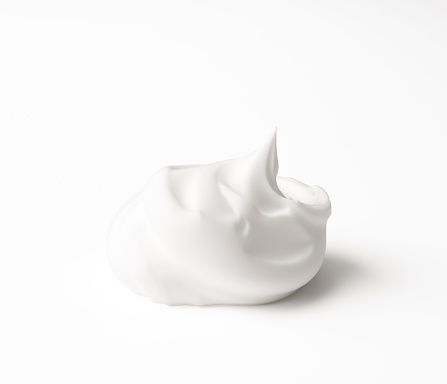 Close-up of shaving cream isolated on white background with clipping path.