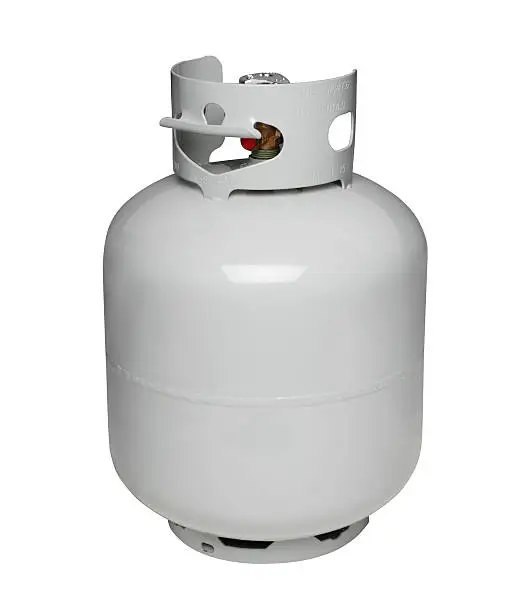 Propane gas cylinder on white, isolated with clipping path