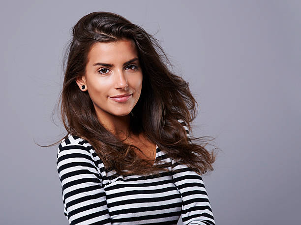 istock Charming girl dressed in striped blouse 487536352