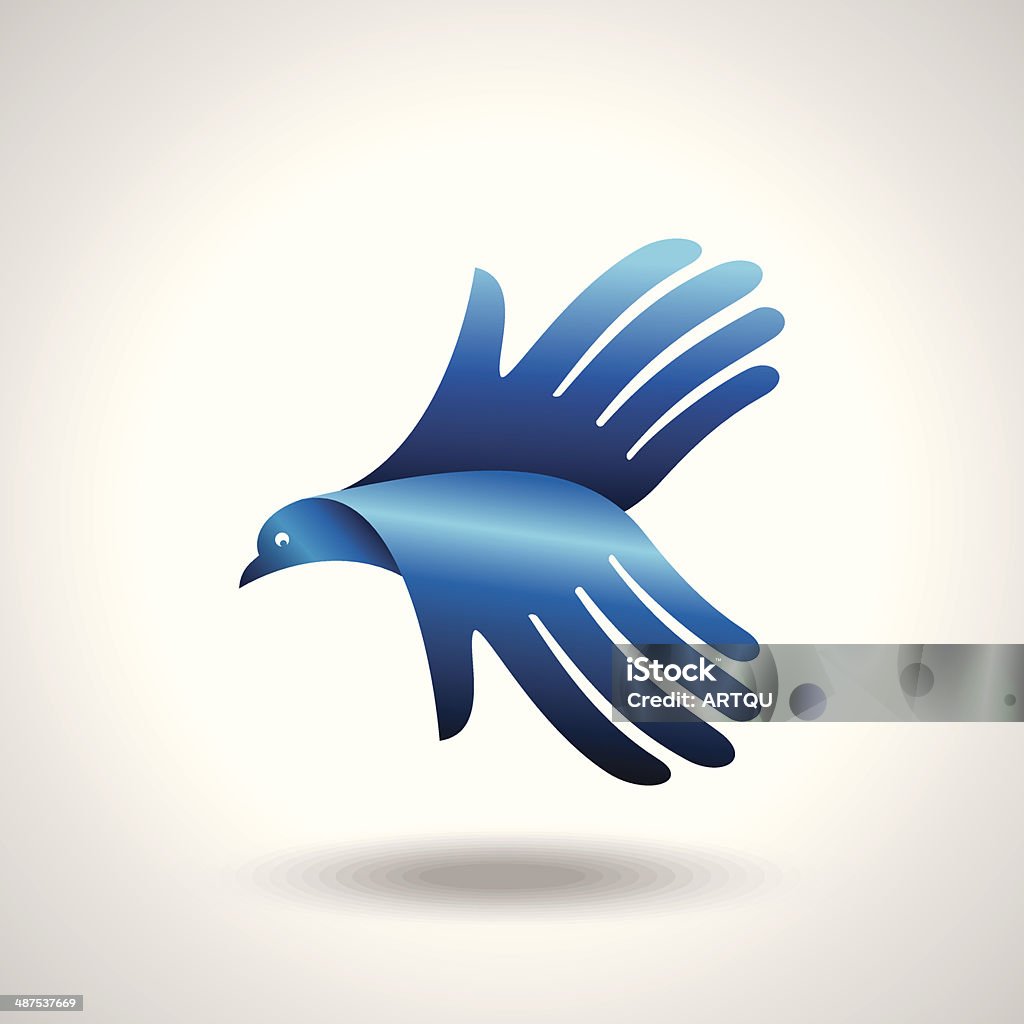 Mosca de aves a mano. - arte vectorial de Paloma - Ave libre de derechos