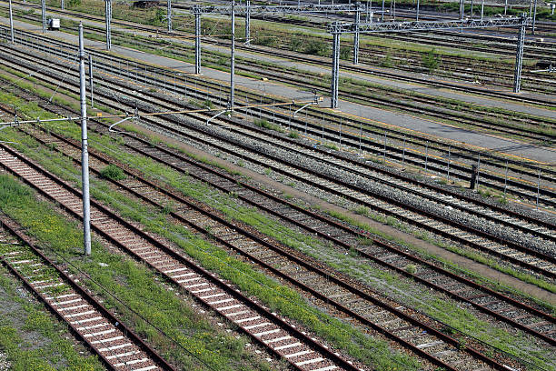 istock train tracks of a railway interchange near the town 487538608