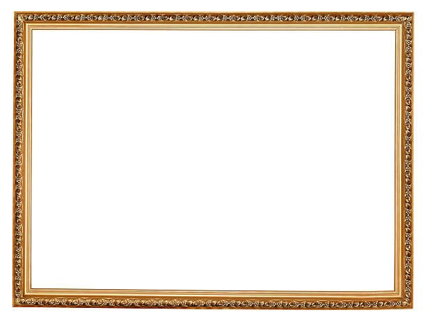 istock narrow golden carved wooden picture frame 487538949