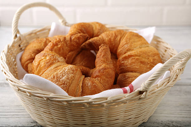 istock Pile of croissants in a basket 487544934