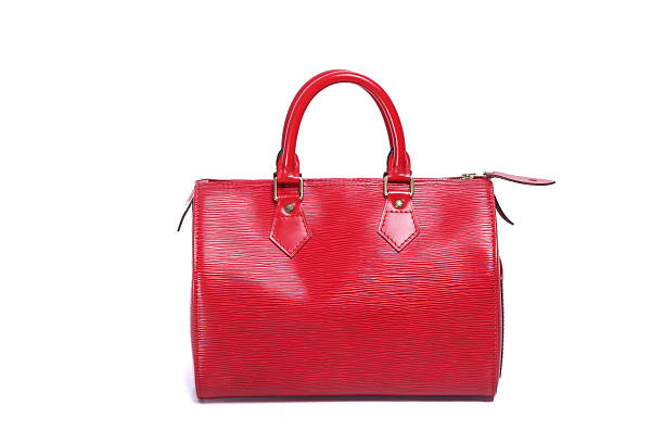 istock Woman red leather handbag 487546891