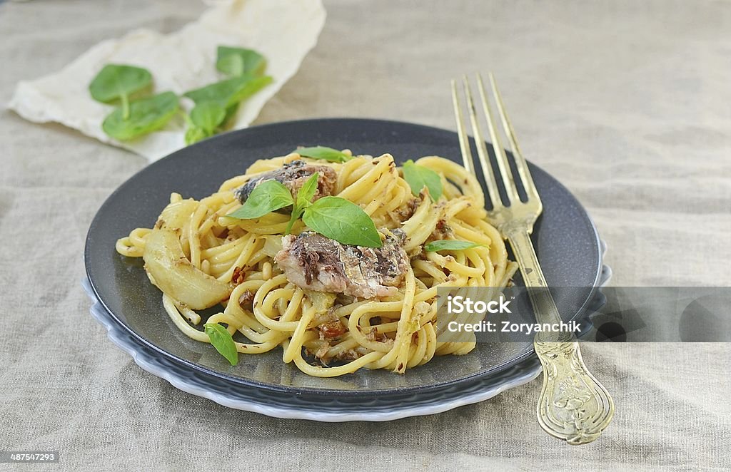 spaghetti with sardine sauce Cultures Stock Photo